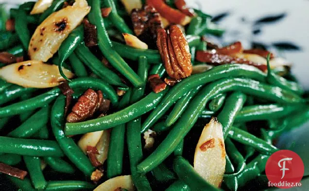 Fasole verde și Salsif cu șuncă de țară și nuci pecan