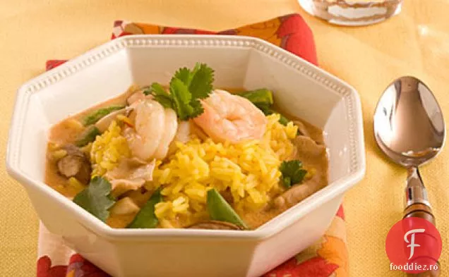 Orez Șofran-Ghimbir Cu Supă De Curry Roșu Thailandez