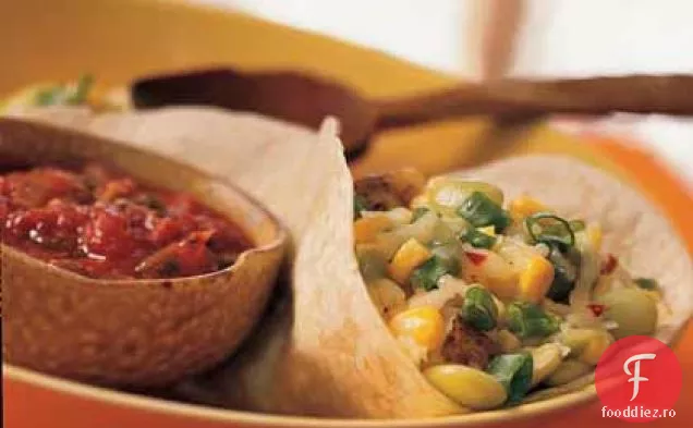 Cheddar-Succotash Wraps