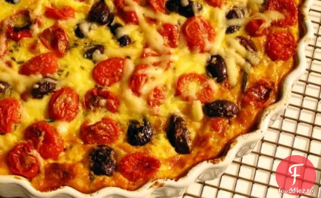 Quiche fără crustă de roșii, măsline și rozmarin
