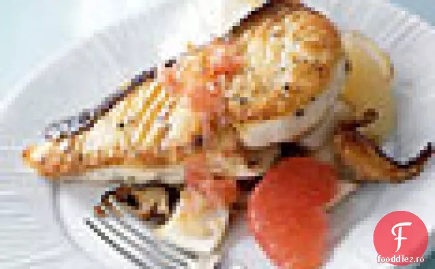 Halibut cu Grapefruit Beurre Blanc