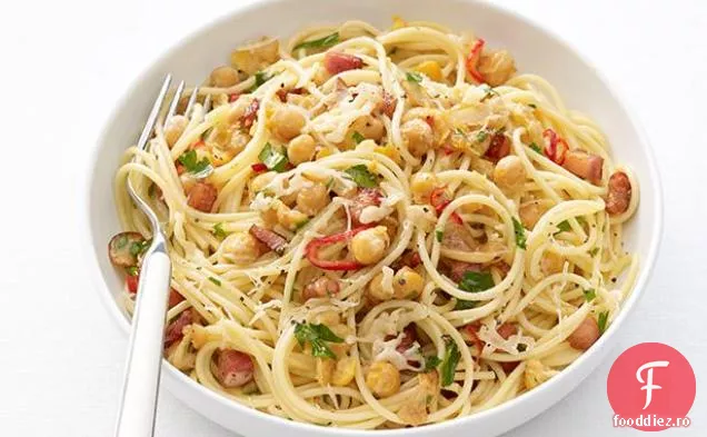 Spaghete cu Pancetta și năut