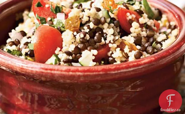 Salată de linte neagră și cuscus