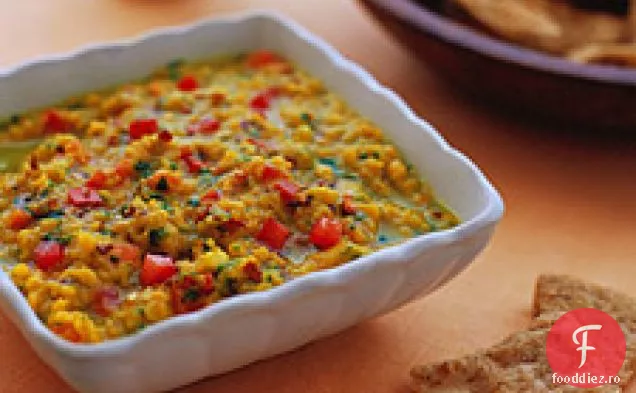 Dal cald de linte roșie cu chipsuri de Pita