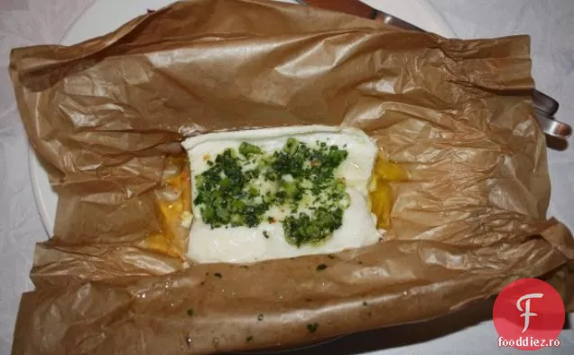 Halibut Copt În Pergament Cu Coriandru Și Ghimbir