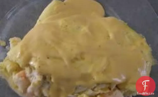 Omlete de fructe de mare cu sos de brânză cremoasă