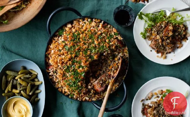 Cassoulet Cu Cârnați De Linte Și Usturoi