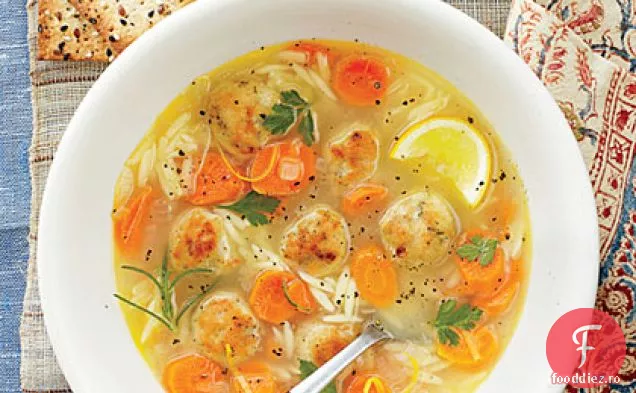 Supă de lămâie, Orzo și chiftele