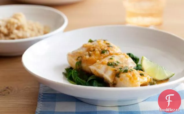 Halibut în stil thailandez cu bulion de nucă de cocos-Curry