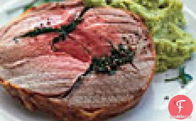 Friptură picior de miel cu menta, usturoi, și lima fasole pur cca. e