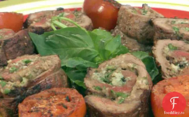 Braciole de vită la grătar cu gust de roșii-busuioc la grătar