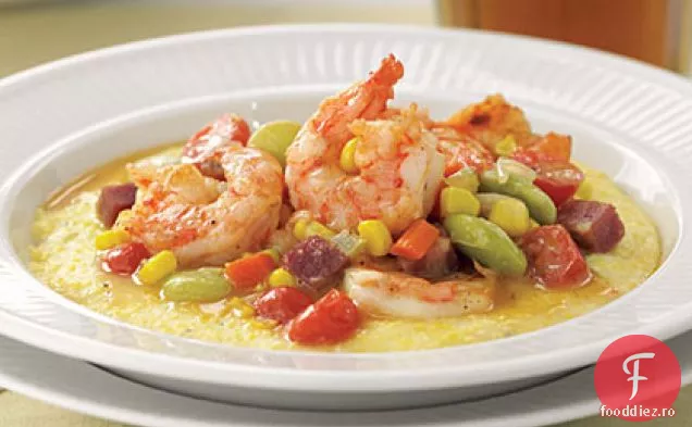 Creveți și crupe cu Succotash