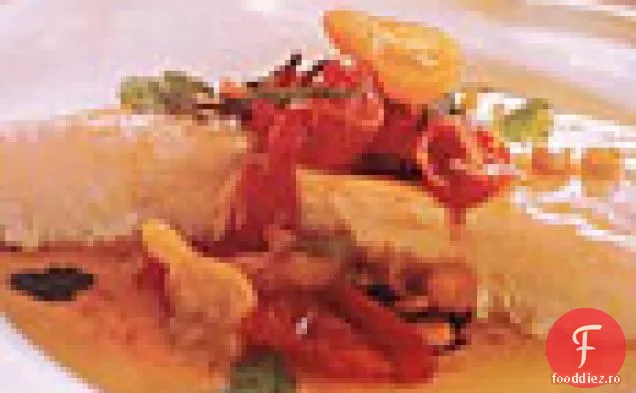 Halibut prăjit cu roșii, șofran și coriandru
