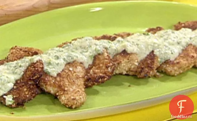 Cotlete de pui cu coajă de migdale cu Scallion Beurre Blanc