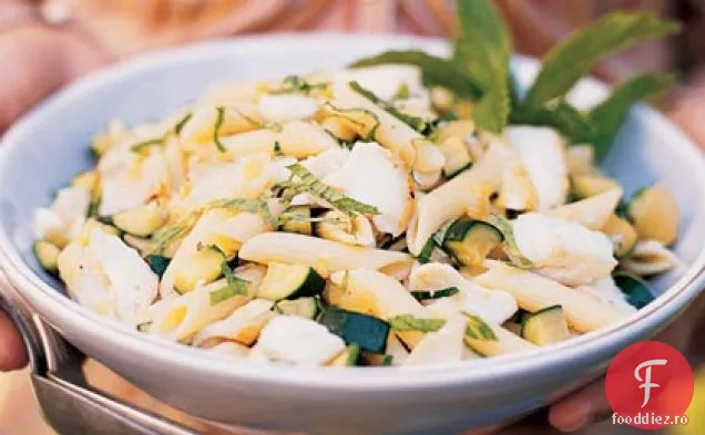 Penne cu Halibut, dovlecei și mentă