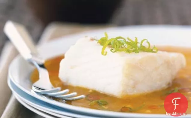 Halibut aburit cu ghimbir, portocale și var