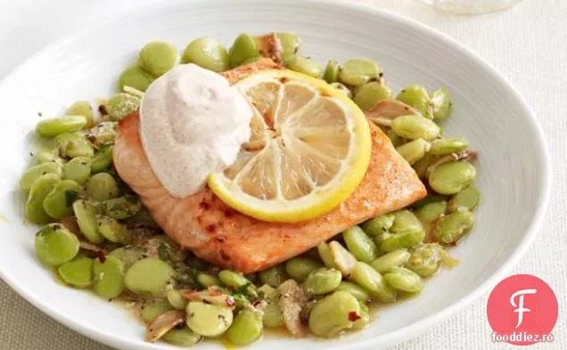 Somon de lămâie cu fasole Lima