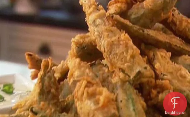 Cajun Tempura Okra cu sos de scufundare Scallion