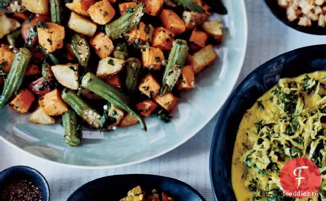 Salată de cartofi dulci prăjiți și Okra