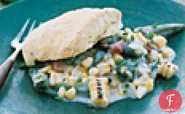 Shortcakes de arpagic cu porumb afumat și tocană de Okra