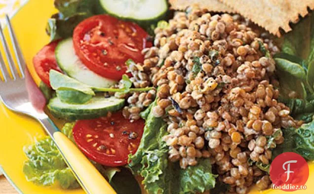 Salată picantă de linte cu iaurt și Cilantro