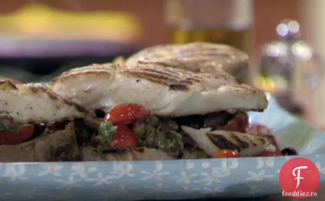 Halibut cu salsa Puttanesca crudă
