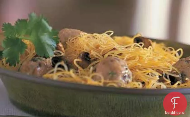 Chiftele Asiatice cu ciuperci și tăiței de orez
