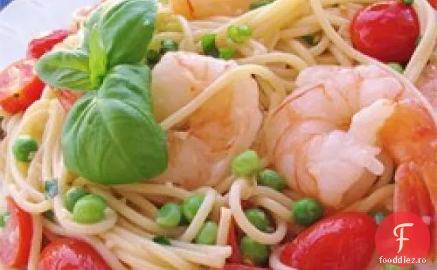 Creveți și mazăre de zahăr