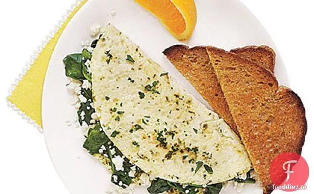 Omletă albă de ou cu spanac, Feta și ierburi