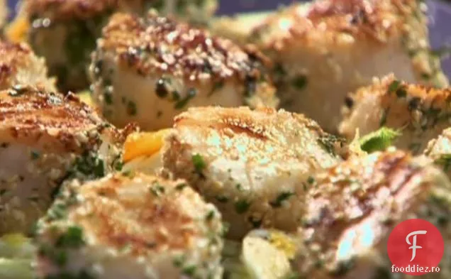Scallops de ierburi și Susan cu salată de portocale și fenicul