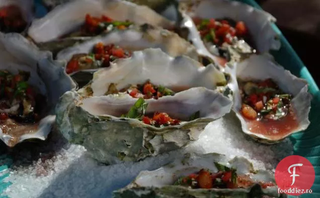 Stridii toscane la grătar cu Pancetta crocantă-roșii-busuioc Mignonette