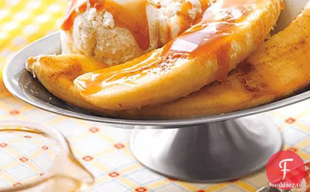 Banane la grătar cu înghețată și Caramel