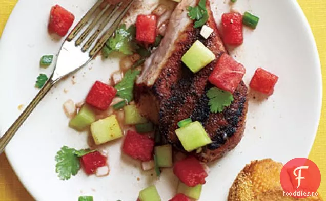 Cotlet de porc la grătar cu Salsa cu două pepeni