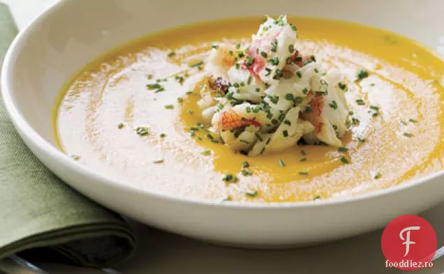 Supă de morcovi cu crab Dungeness