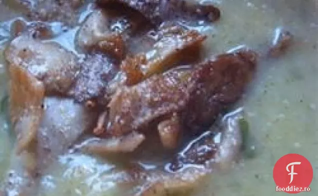Sunchoke (anghinare din Ierusalim) și supă de praz cu ciuperci