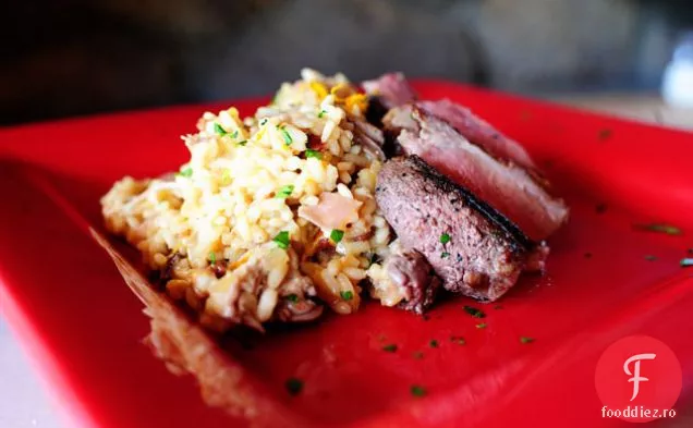 Risotto de rață al lui David cu șuncă și cârnați