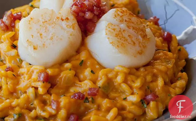 Risotto de dovleac cu scoici arse