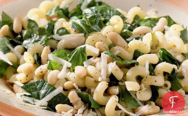 Cavatappi cu spanac, fasole și brânză Asiago