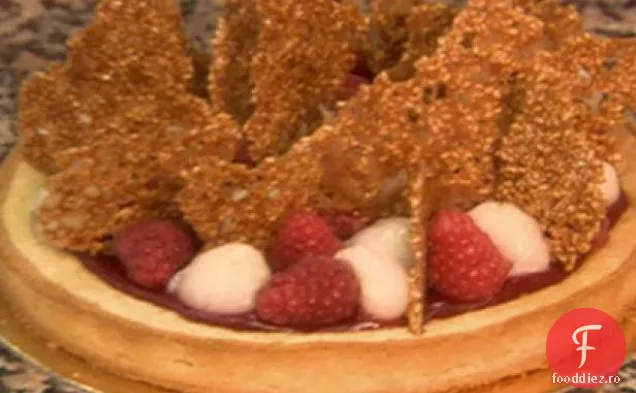 Lychee zmeură și Nougatine Tart sau tarte Litchis Framboises Nougatine