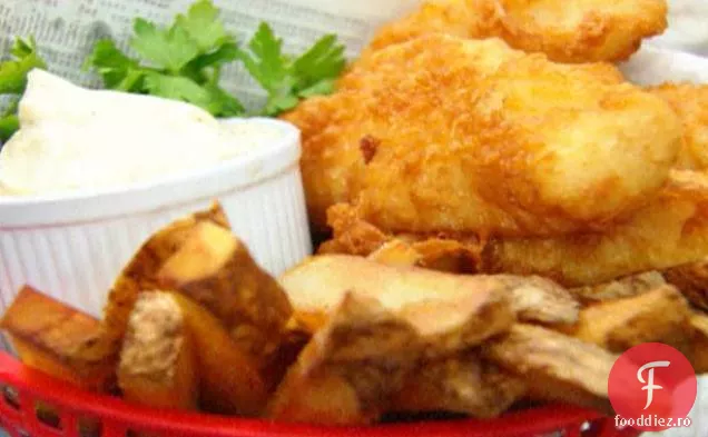 Bere ponosită pește și chipsuri