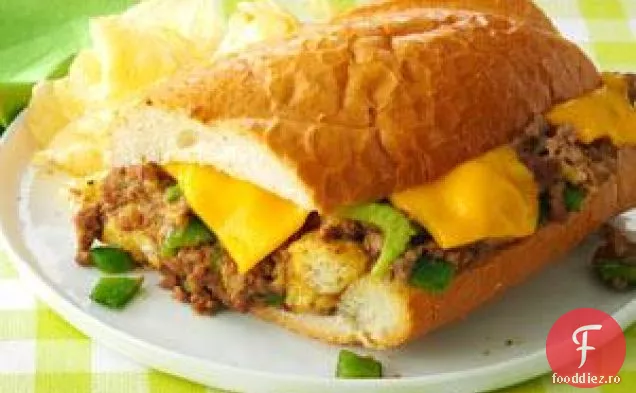 Pâine Franceză Umplută Cu Carne De Vită
