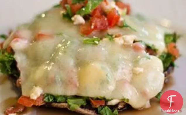 Bruschetta Portobello cu trei brânzeturi