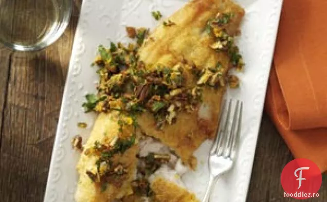 Somn prăjit în tigaie cu Gremolata picantă de Pecan