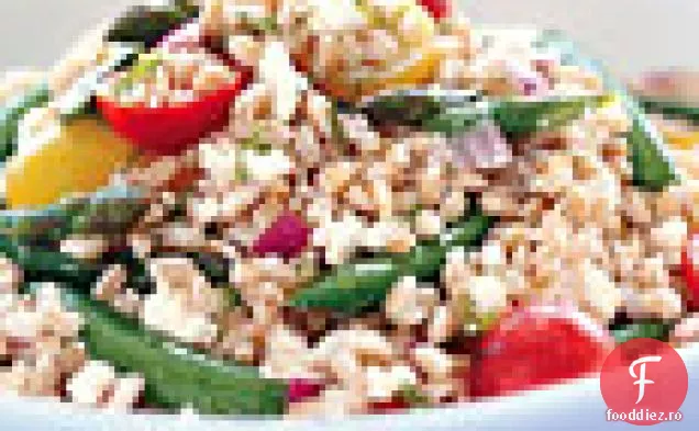 Salată Farro cu mazăre, sparanghel și Feta