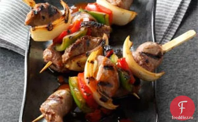 Bourbon Brat Skewers