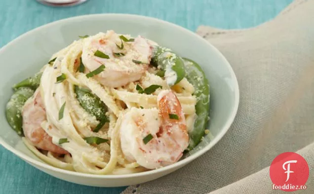 Linguină Cremoasă De Creveți De Arpagic Și Ceapă