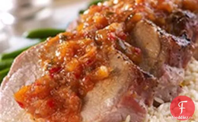 Muschiulet de porc cu sos picant de ardei iute de ananas