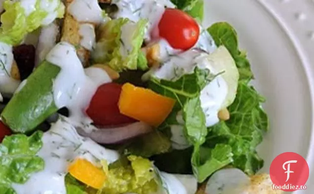 Salată Încărcată Cu Legume Cu Pansament Cremos De Mărar
