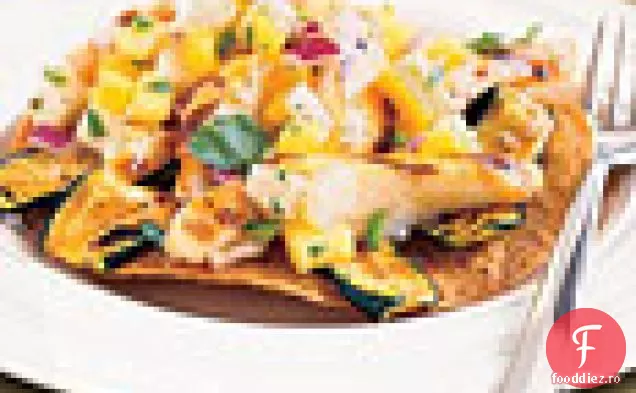 Tostadas de pește la grătar cu ananas-Salsa J aprox. cama