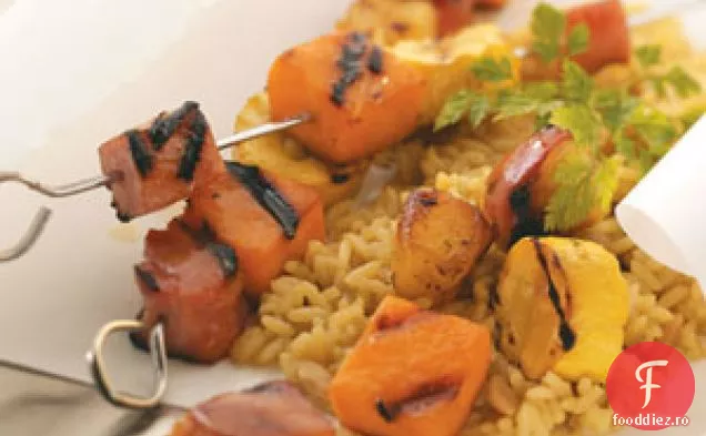 Șuncă și cartofi dulci Kabobs pentru 2